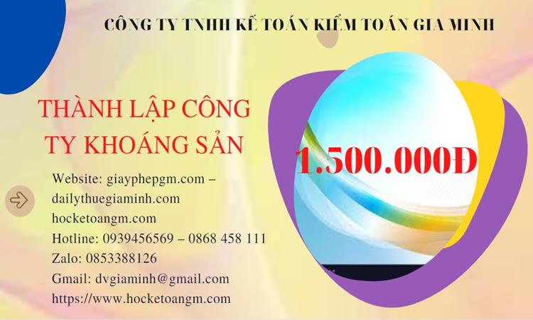 Chi phí thành lập công ty khai thác khoáng sản tại Kiên Giang 