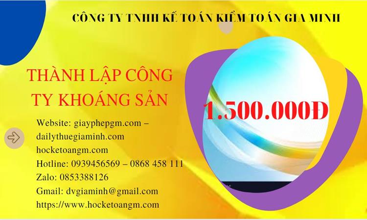 Chi phí thành lập công ty khai thác khoáng sản tại Nam Định 