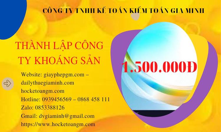 Chi phí thành lập công ty khai thác khoáng sản tại Nghệ An 
