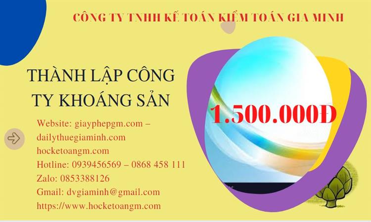 Chi phí thành lập công ty khai thác khoáng sản tại Quận Bình Thạnh 