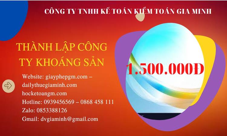 Chi phí thành lập công ty khai thác khoáng sản tại Quận Bình Thủy 