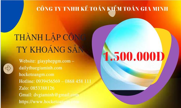 Chi phí thành lập công ty khai thác khoáng sản tại Quận Thủ Đức 