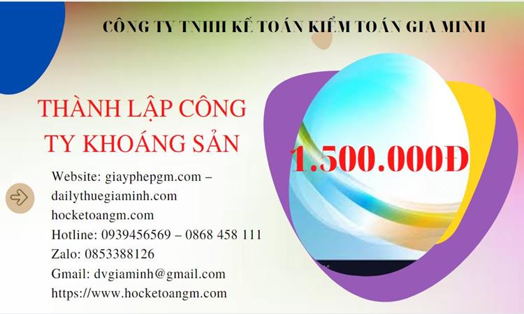 Chi phí thành lập công ty khai thác khoáng sản tại Sơn La 