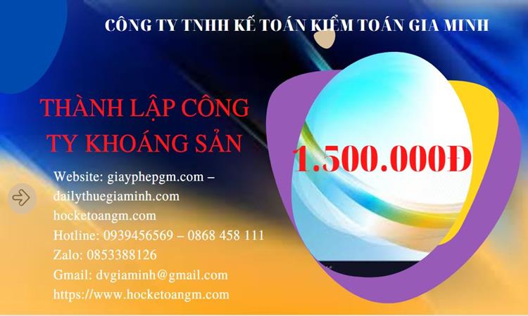 Chi phí thành lập công ty khai thác khoáng sản tại Thanh Hóa 