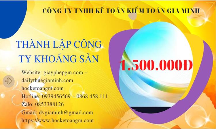 Chi phí thành lập công ty khai thác khoáng sản tại Thành Phố Cần Thơ 