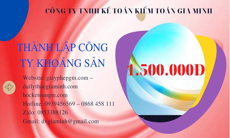 Chi phí thành lập công ty khai thác khoáng sản tại Thị Xã Mỹ Hào 
