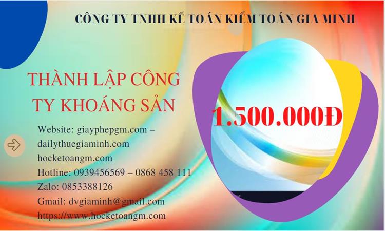 Chi phí thành lập công ty khai thác khoáng sản tại Thị Xã Sơn Tây 