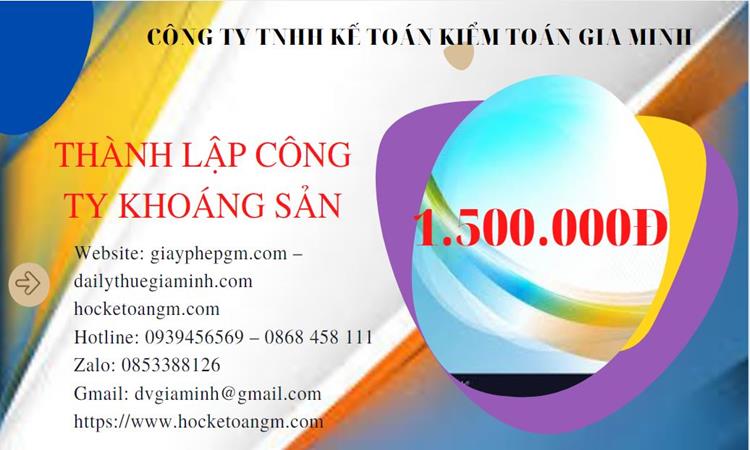 Chi phí thành lập công ty khai thác khoáng sản tại Tiền Giang 