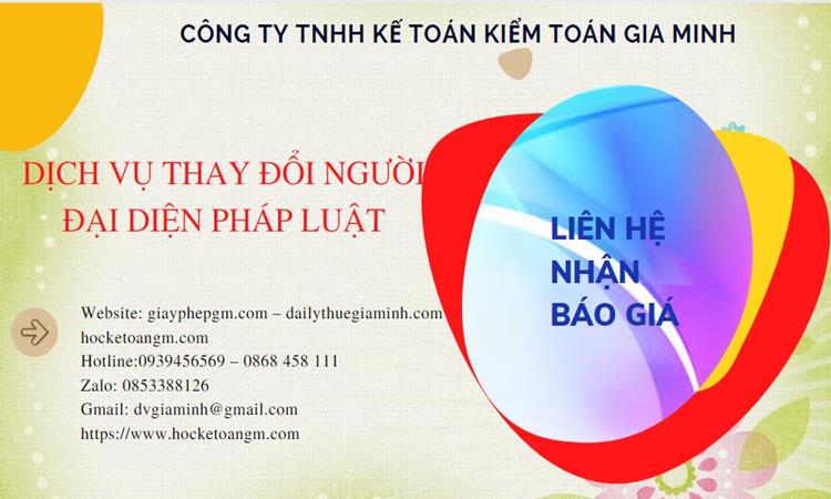 DỊCH VỤ THAY ĐỔI NGƯỜI ĐẠI DIỆN PHÁP LUẬT TẠI HUYỆN LÝ NHÂN 5 Chi phí dịch vụ thay đổi người đại diện pháp luật tại Huyện Lý Nhân