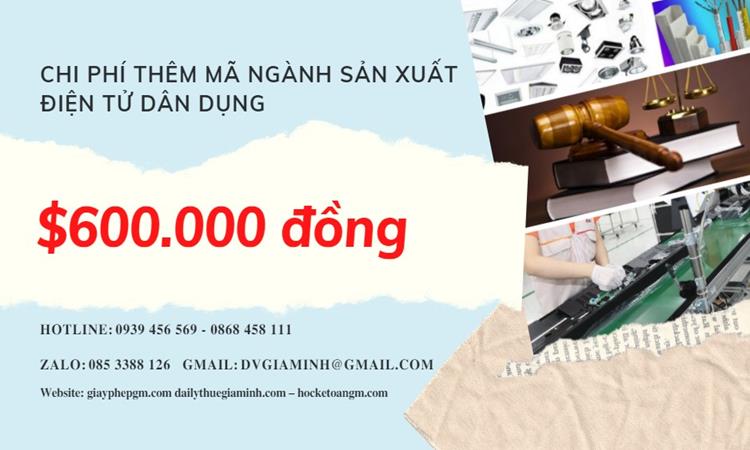 BỔ SUNG THÊM MÃ NGÀNH SẢN XUẤT ĐIỆN TỬ DÂN DỤNG 6 Dịch vụ bổ sung thêm mã ngành sản xuất điện tử dân dụng