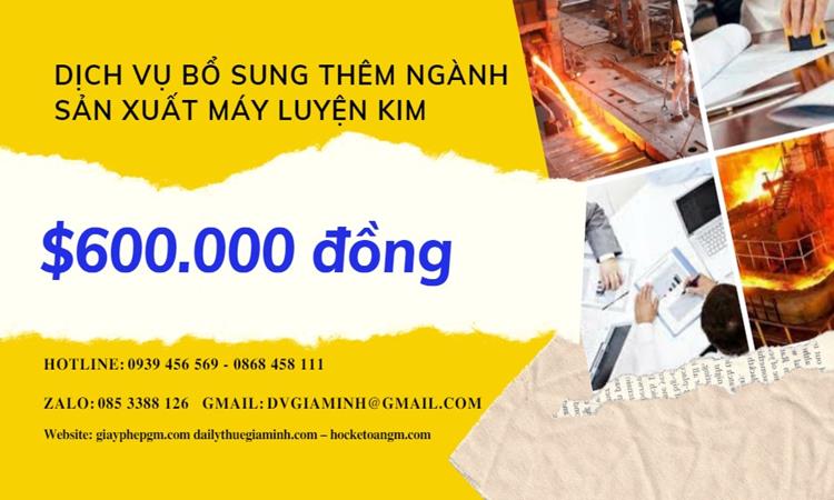 Dịch vụ bổ sung thêm ngành sản xuất máy luyện kim
