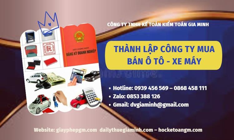 Thành lập công ty mua bán ô tô - xe máy tại Bà Rịa Vũng Tàu