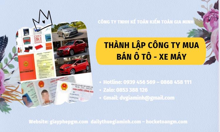 Thành lập công ty mua bán ô tô - xe máy tại Huyện Khoái Châu