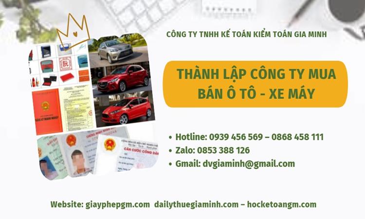 Thành lập công ty mua bán ô tô - xe máy tại Huyện Ứng Hòa