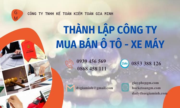 Thành lập công ty mua bán ô tô - xe máy tại Kiên Giang