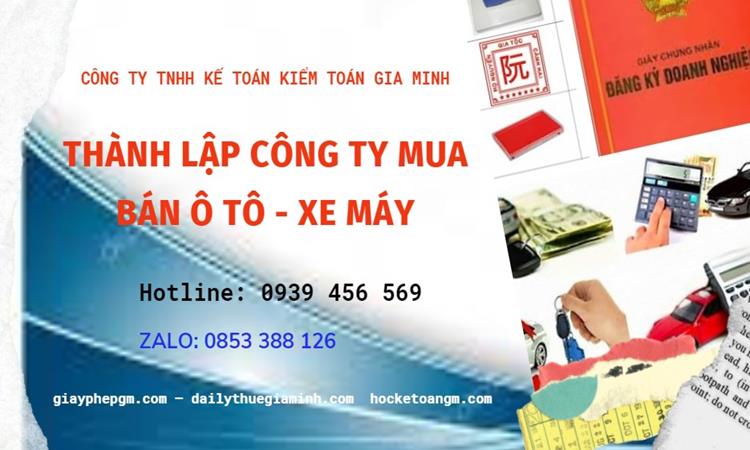 Thành lập công ty mua bán ô tô - xe máy tại Ninh Bình