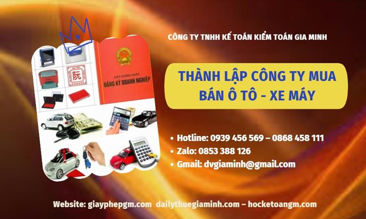 Thành lập công ty mua bán ô tô - xe máy tại Quận Hà Đông