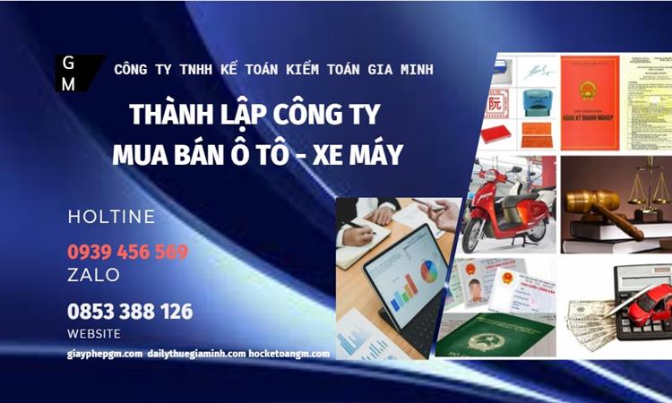 Thành lập công ty mua bán ô tô - xe máy tại Quảng Bình