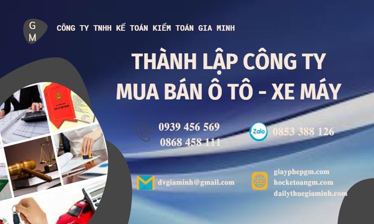 Thành lập công ty mua bán ô tô - xe máy tại Sơn La
