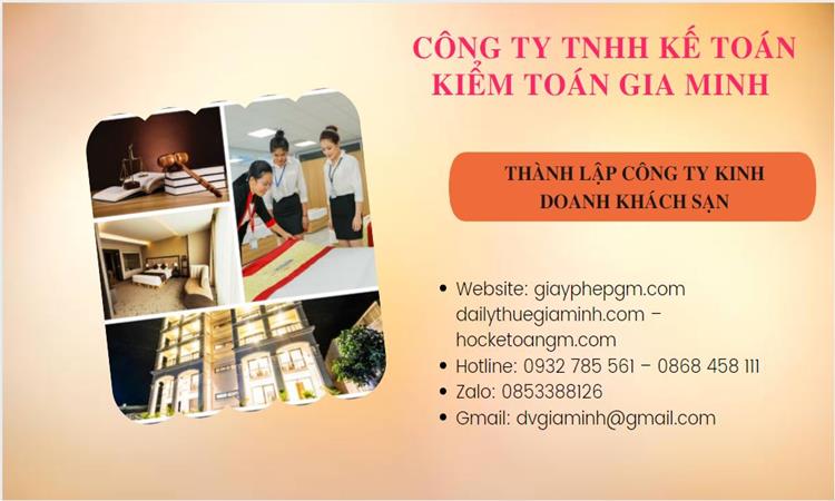 Thành lập công ty khách sạn tại Bạc Liêu trọn gói