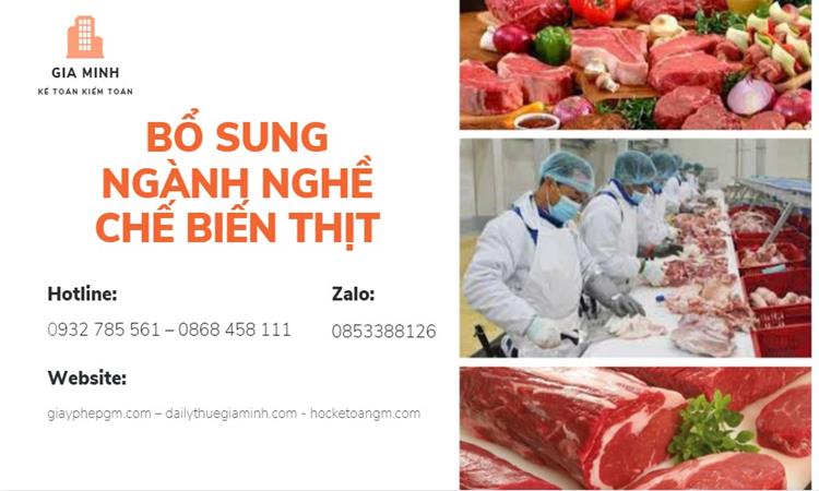 Bổ sung ngành nghề chế biến thịt 4 Thủ tục bổ sung ngành nghề chế biến thịt