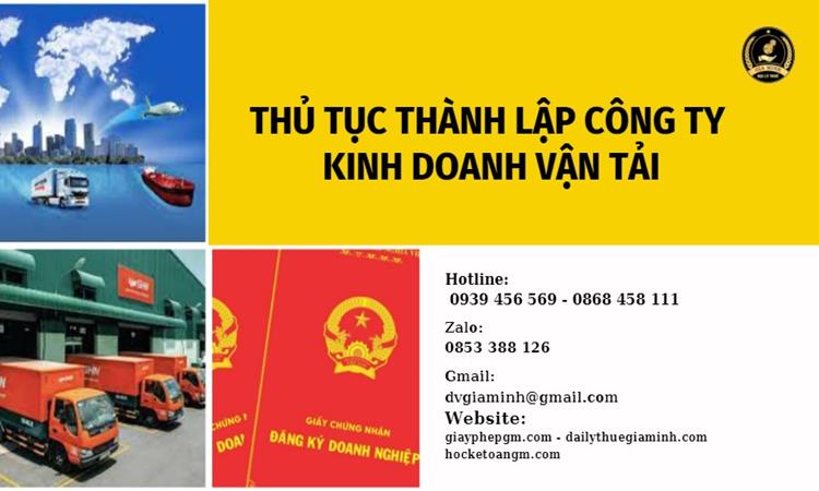 THỦ TỤC THÀNH LẬP CÔNG TY KINH DOANH DỊCH VỤ VẬN TẢI 1 Thủ tục đăng ký thành lập hộ kinh doanh dịch vụ vận tải