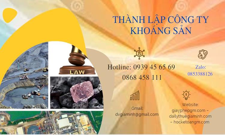 Thủ tục thành lập công ty khai thác khoáng sản tại Huyện Vĩnh Thạnh 
