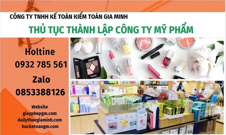 Thủ tục thành lập công ty mỹ phẩm tại Huyện Vĩnh Thạnh