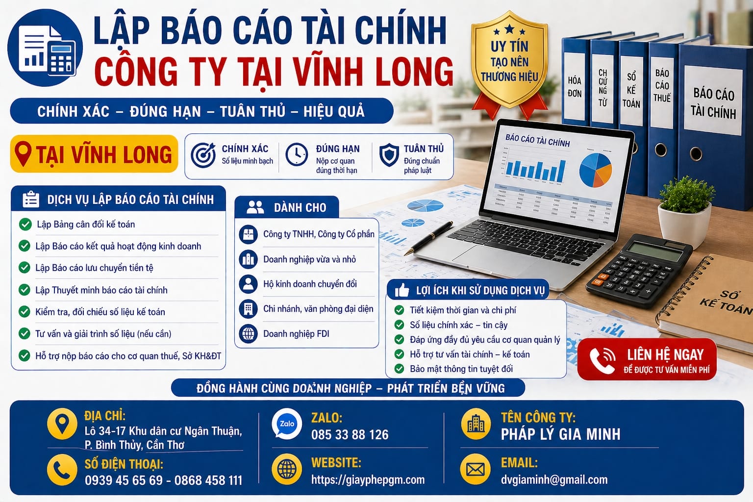 Lập báo cáo tài chính công ty tại Vĩnh Long