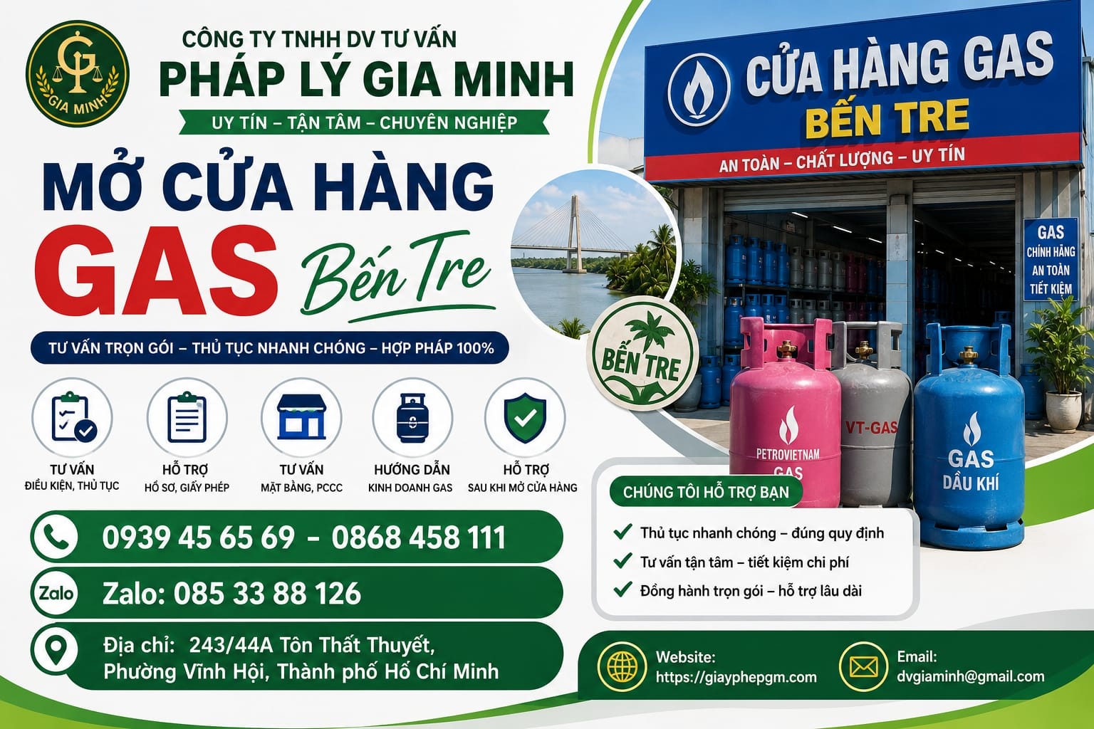 Mở cửa hàng gas Bến Tre