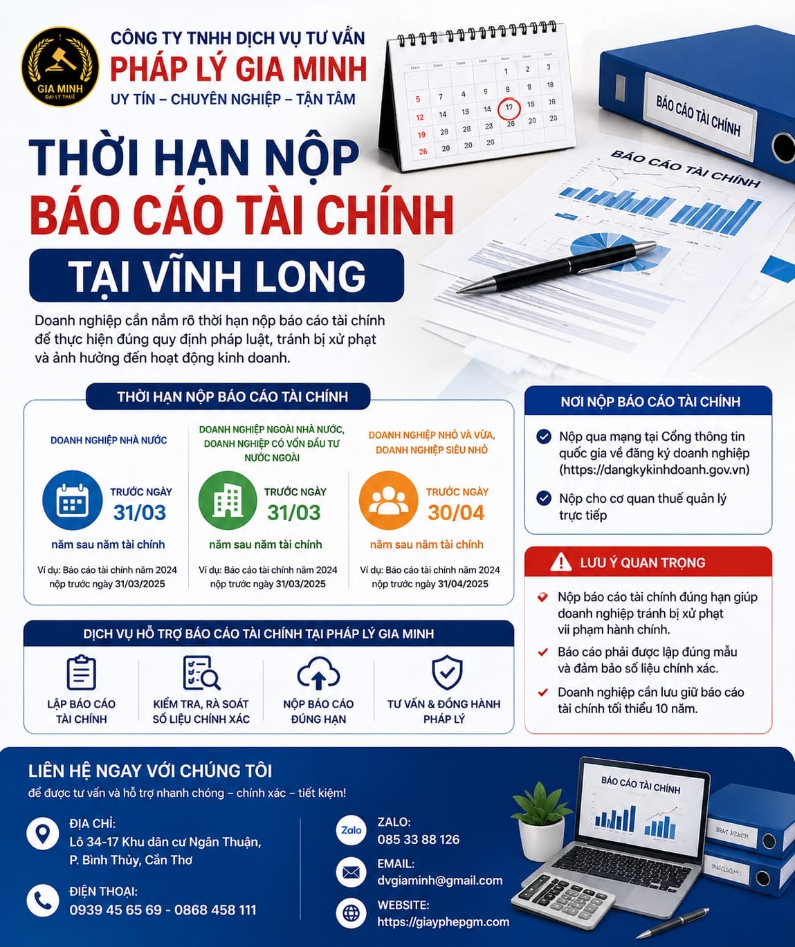 Thời hạn nộp báo cáo tài chính tại Vĩnh Long