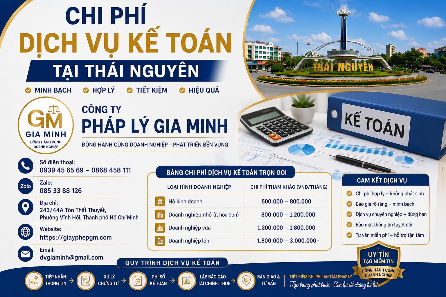 Chi phí dịch vụ kế toán Thái Nguyên