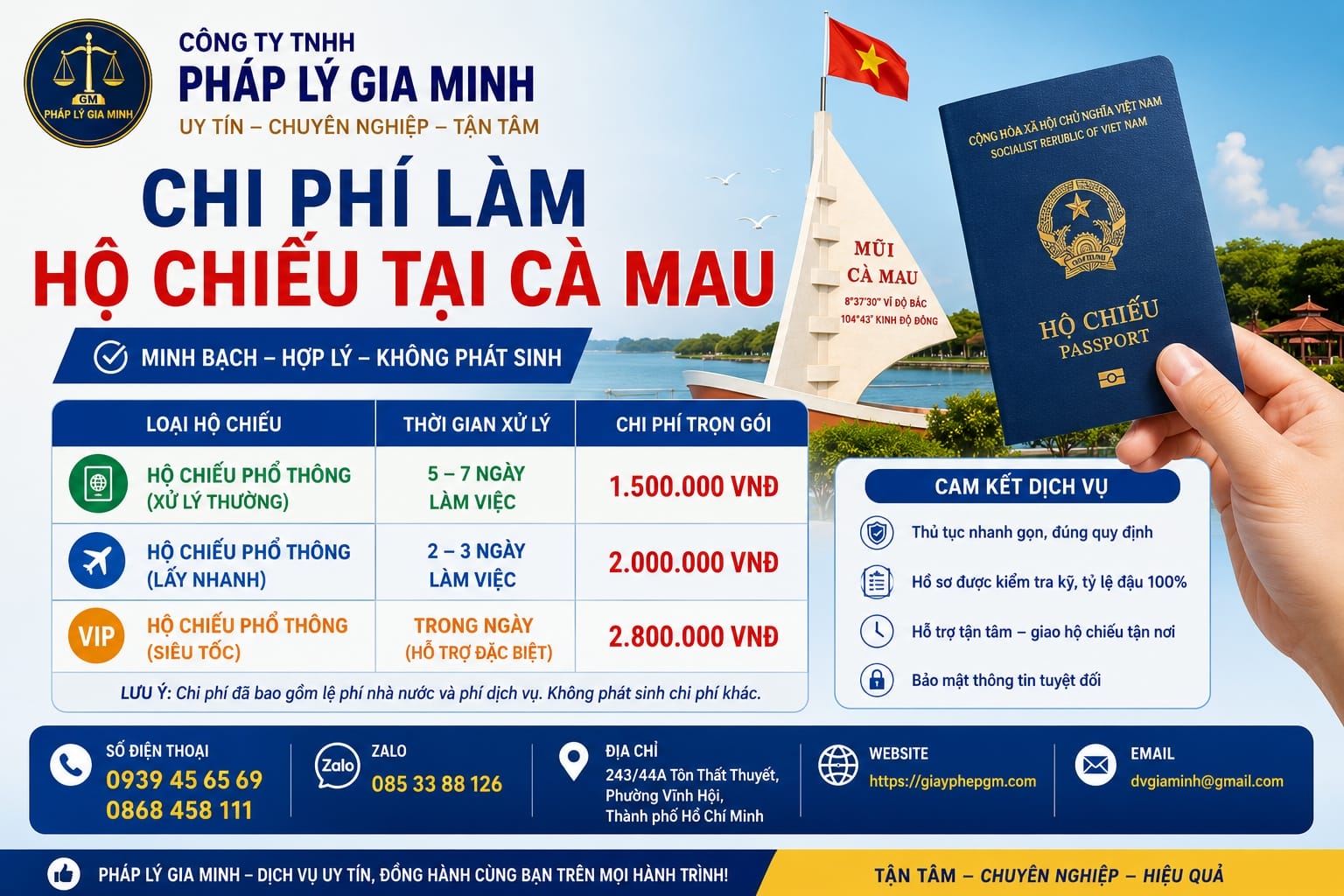 Dịch vụ làm hộ chiếu tại Cà Mau mới nhất – Nhanh chóng, Uy tín 8 Chi phí làm hộ chiếu tại Cà Mau