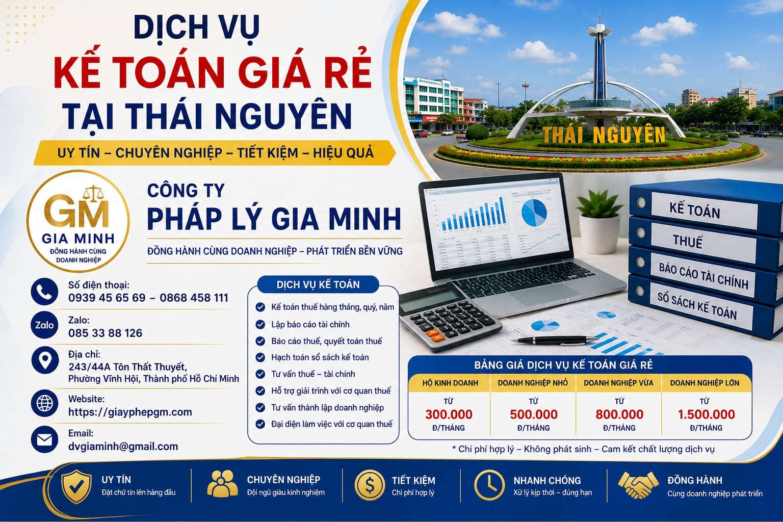 Dịch vụ kế toán giá rẻ Thái Nguyên