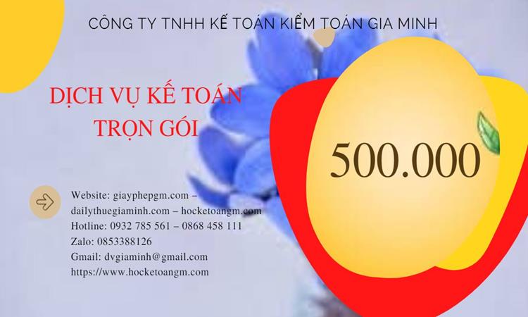 Bảng giá kế toán thuế tại Bà Rịa Vũng Tàu