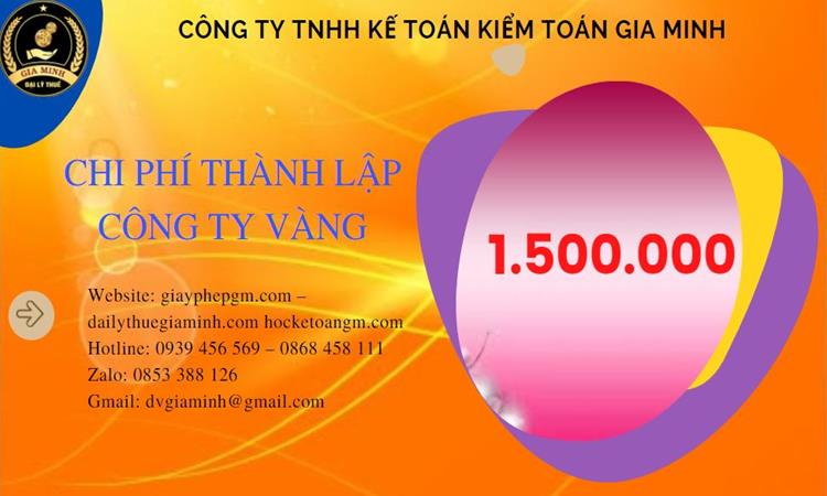 Bảng giá thành lập công ty vàng bạc tại Bắc Giang 