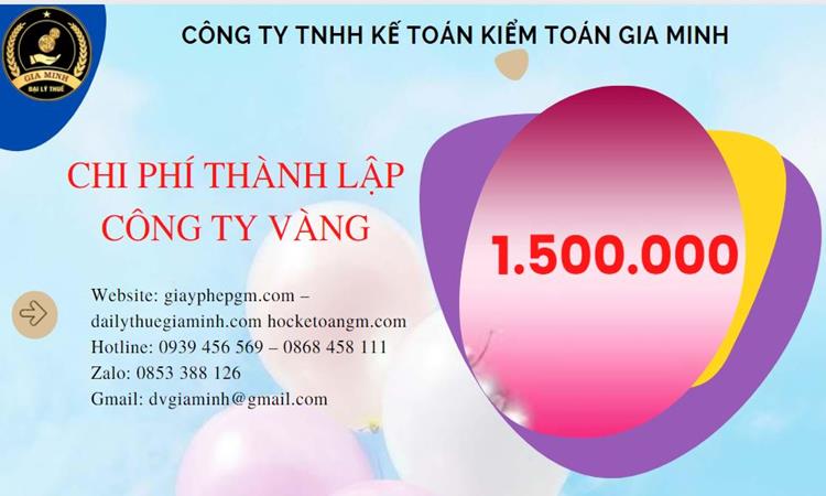 Bảng giá thành lập công ty vàng bạc tại Huyện Thanh Liêm 