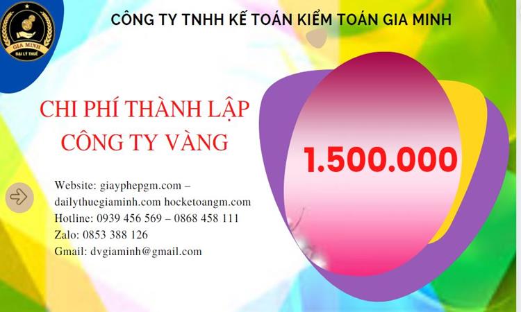 Bảng giá thành lập công ty vàng bạc tại Huyện Thới Lai 
