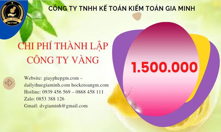 Bảng giá thành lập công ty vàng bạc tại Sơn La 