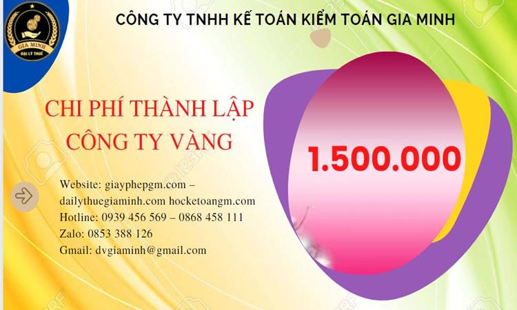 Bảng giá thành lập công ty vàng bạc tại Thành Phố Hồ Chí Minh 