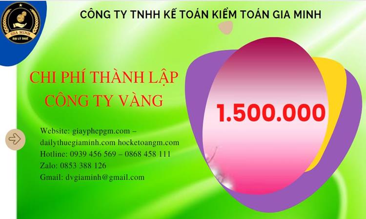 Bảng giá thành lập công ty vàng bạc tại Thị xã Duy Tiên 