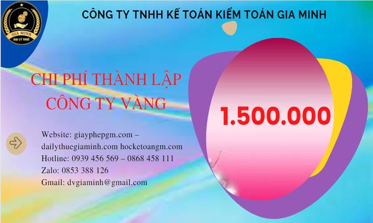 Bảng giá thành lập công ty vàng bạc tại Thị Xã Sơn Tây 