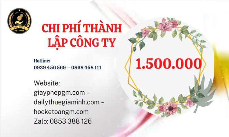  Bảng giá thành lập doanh nghiệp logistics