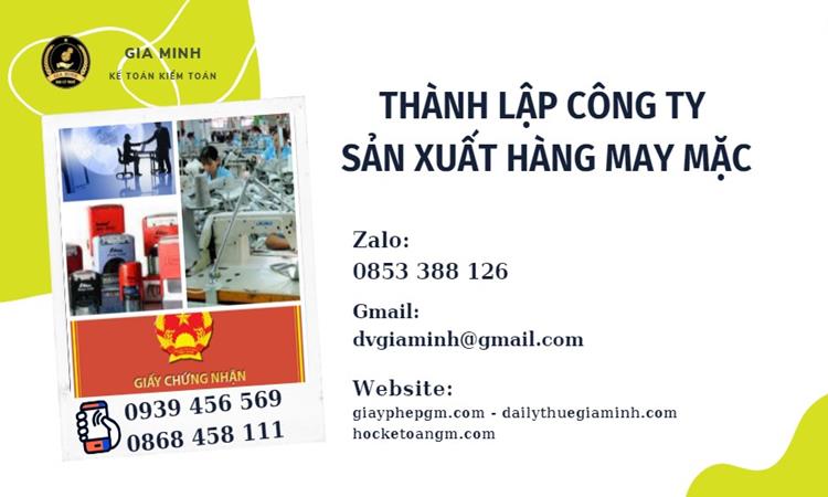 Đăng ký Thành lập công ty sản xuất hàng may mặc