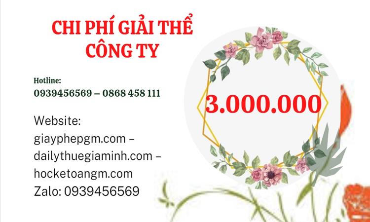  Giải thể công ty cổ phần tại Thành phố Hà Nội hết bao nhiêu tiền