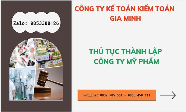 Thủ tục thành lập công ty mỹ phẩm tại Huế