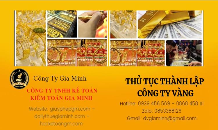 Thủ tục thành lập công ty vàng bạc Đồng Tháp 