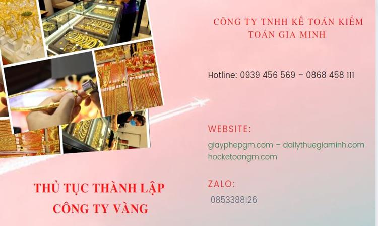 Thủ tục thành lập công ty vàng bạc Huyện Ân Thi 