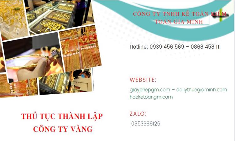 Thủ tục thành lập công ty vàng bạc Quận Cái Răng 