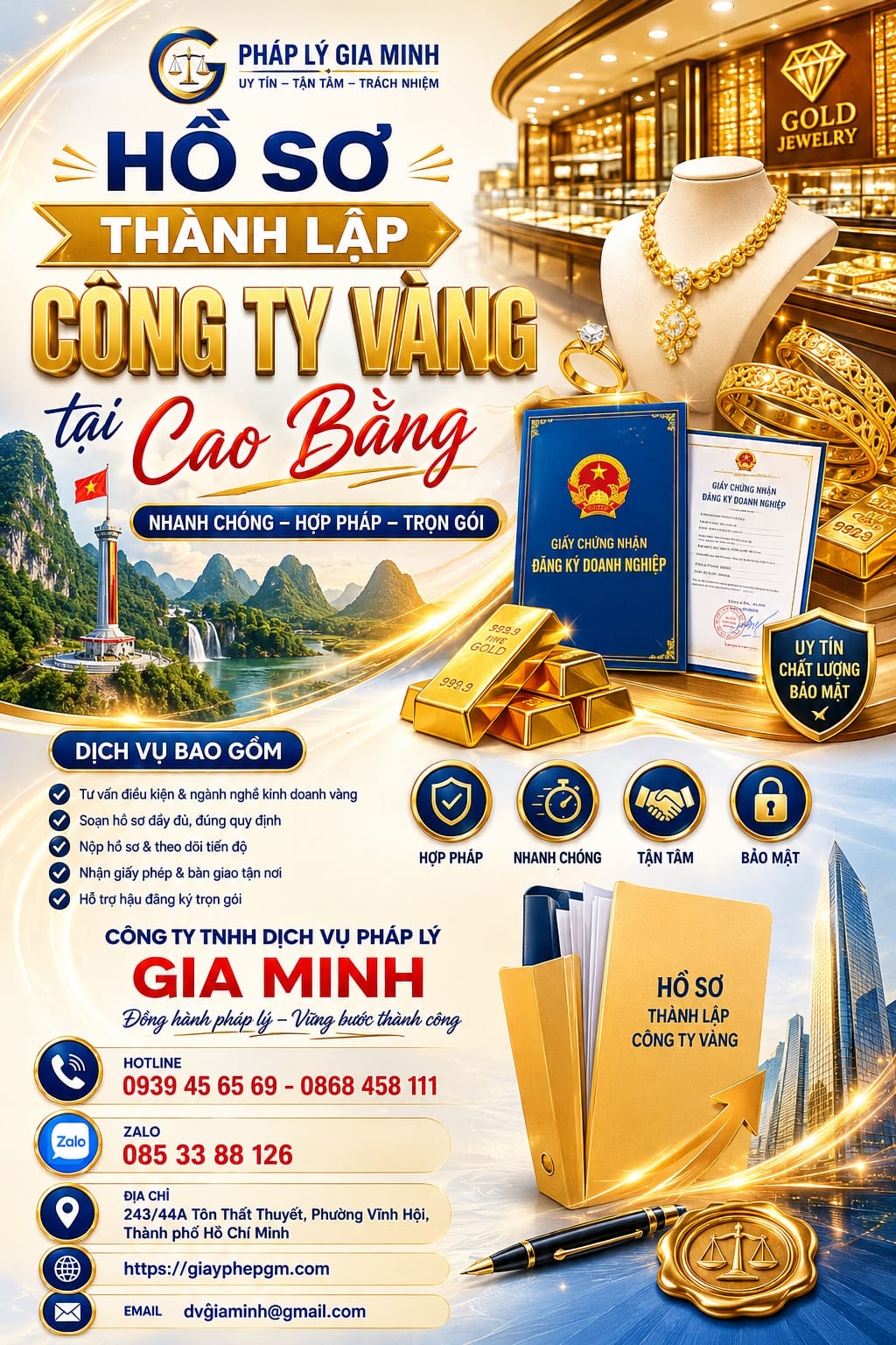 Dịch vụ thành lập công ty vàng bạc ở Cao Bằng uy tín, nhanh chóng 9 Hồ sơ thành lập công ty vàng tại Cao Bằng